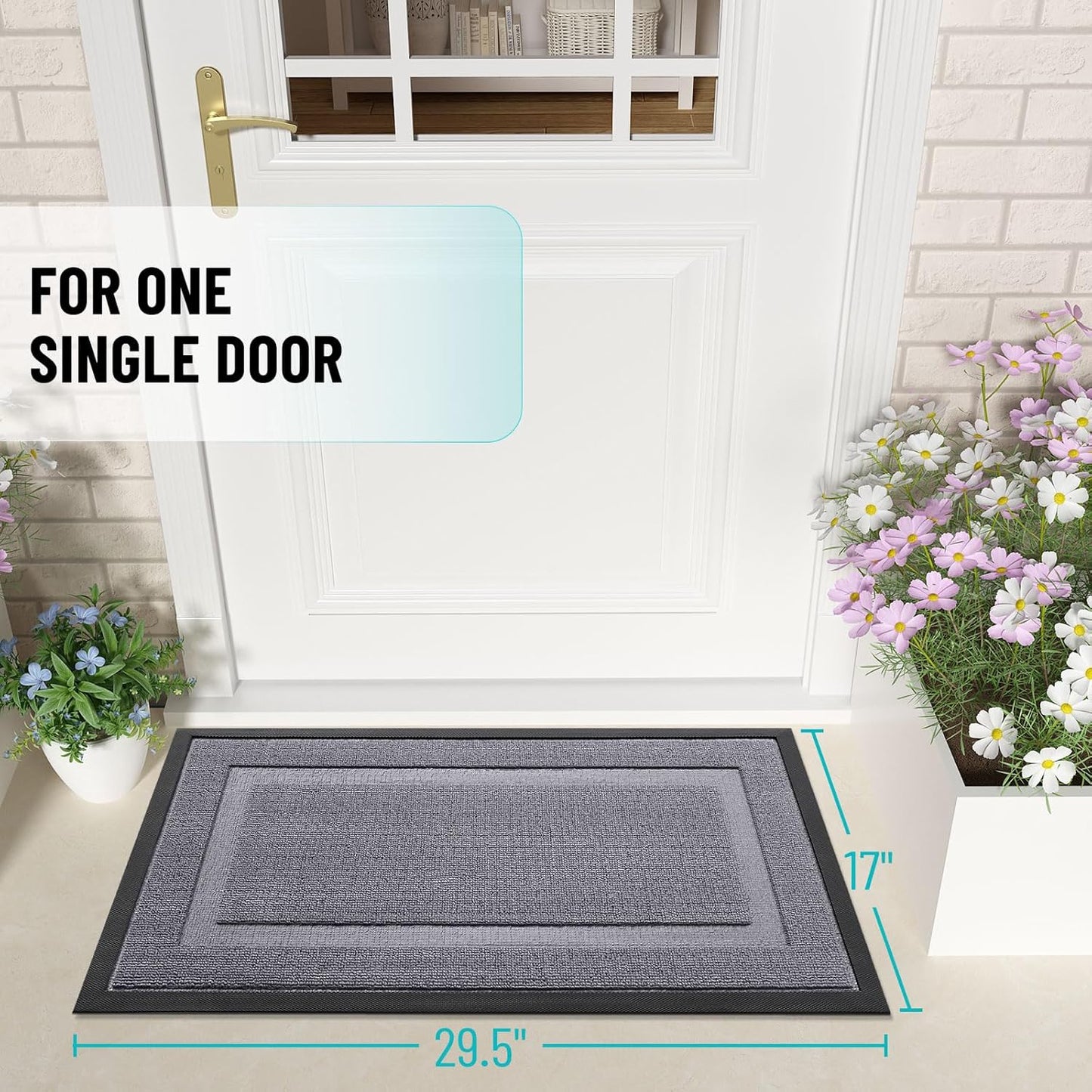 OLANLY Waterproof Front Door Mat - All-Season Natural Rubber Doormat | Easy Clean, 29.5x17, Classic Gray