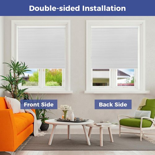 Allesin Cellular Shades Cordless Blackout Honeycomb Blinds for Indoor Windows, Thermal Insulated Window Shades Noise Reduction, Easy to Install, Perfect for Bedroom/Living Room, White - H64 x W26