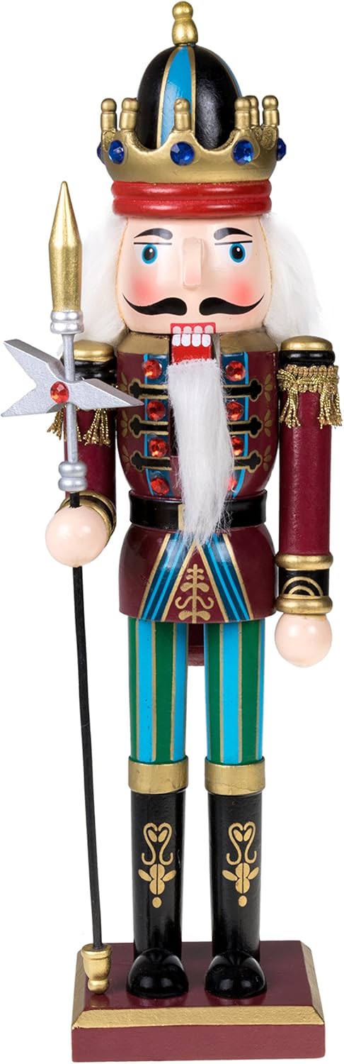 Red Prince 12-Inch Wooden Nutcracker - Festive Christmas Décor for Shelves & Tables