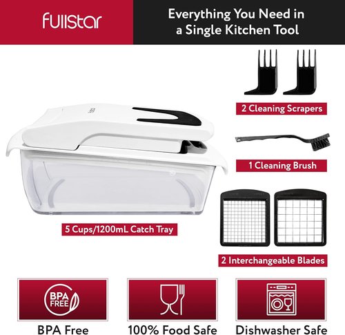 Fullstar Chopper Bundle - 2 Piece Silicone Lids Included | Versatile Kitchen Tool Set