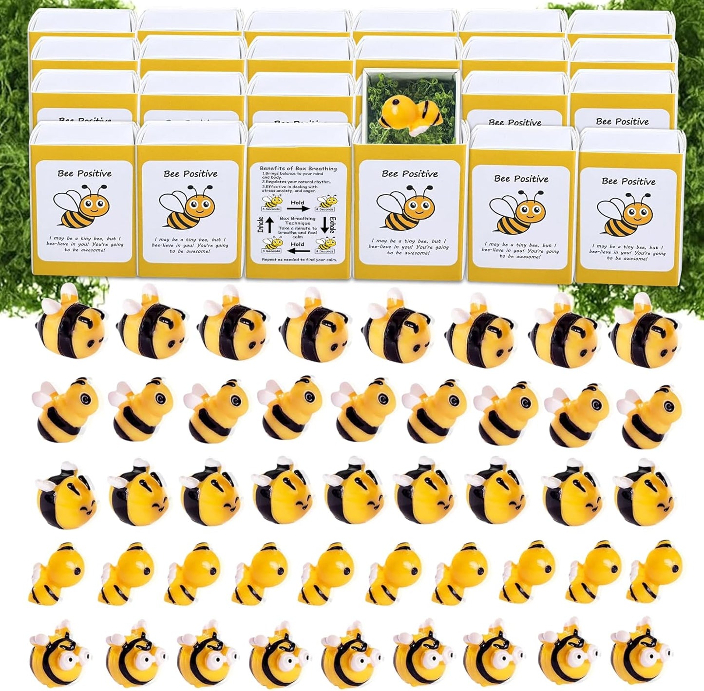 Skiennix Positive Bee Gifts - 50 Set Employee Appreciation Box with Cheer-Up Cards | Perfect for Coworkers & Teachers