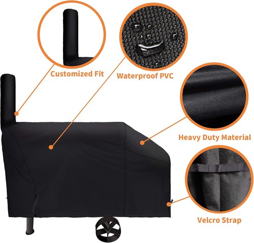 i COVER 66 Inch Heavy Duty Waterproof Patio BBQ Smoker Cover - Fits Oklahoma Joe's & Char-Griller