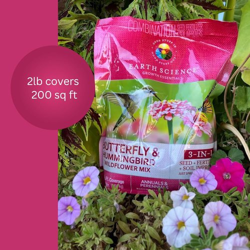 Earth Science Wildflower Seed Mix - 3-in-1 Premium Blend for Butterflies & Hummingbirds | 6 lb Non-GMO