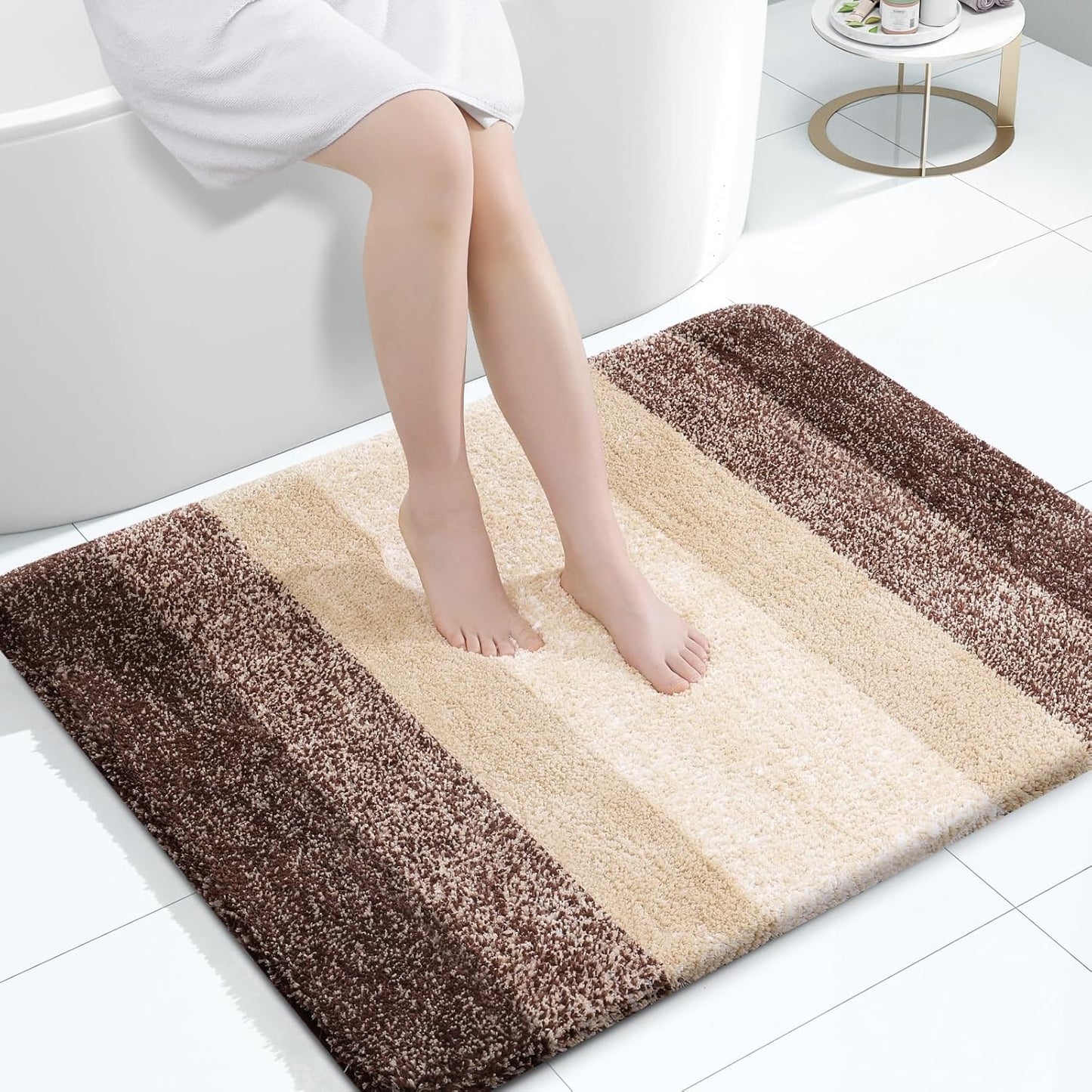 OLANLY Large Bathroom Rugs - Extra Soft Microfiber Mat | Quick Dry, Machine Washable, 40x32, Brown