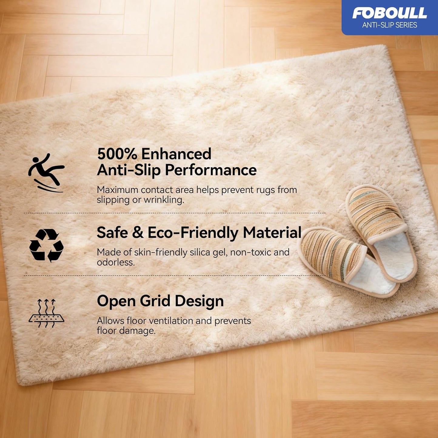 Strong Rug Pad Gripper - 5X Non-Slip Power | Slip-Resistant Pads for Area Rugs - 2x8 FT