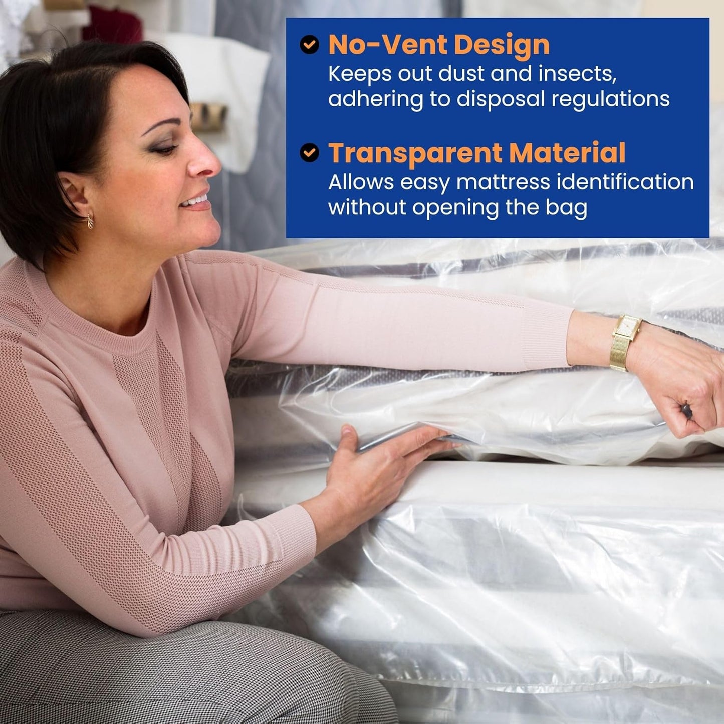 VICMORE Heavy-Duty Mattress Bag - Tear-Resistant Protector for King/Cal King Size | Transparent & Easy Fit