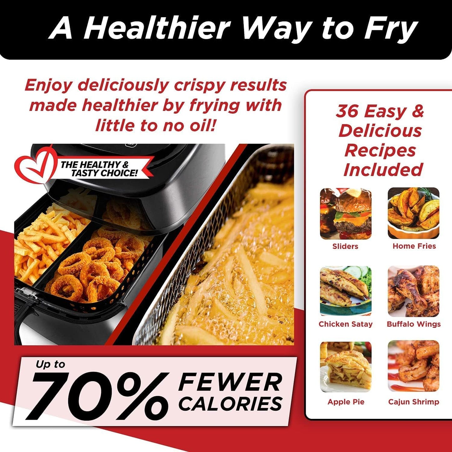 Nuwave Brio 6-Quart Healthy Digital Air Fryer - One-Touch Controls & 6 Preset Functions, Black