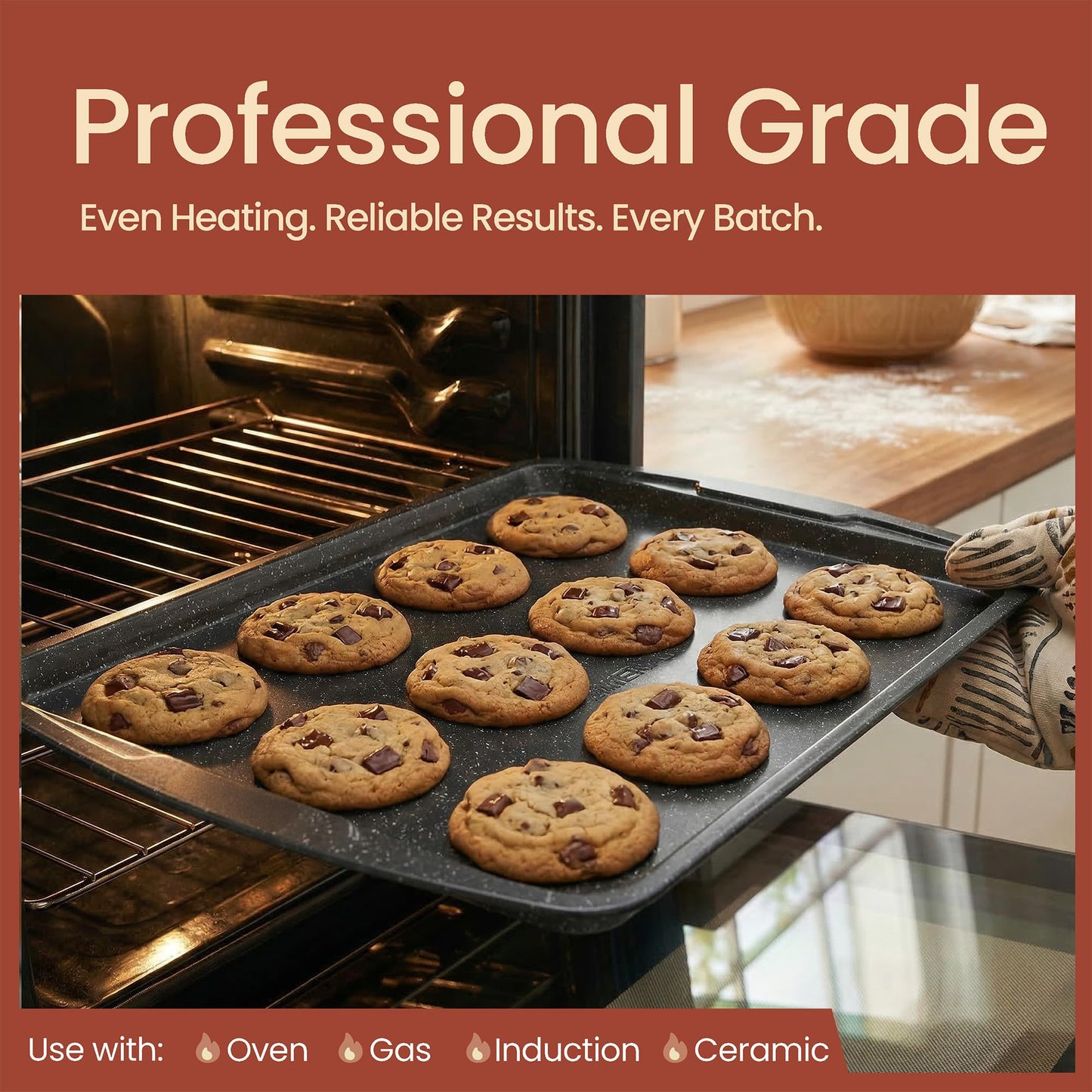 Bakken Swiss - Bakeware Set – 6 Piece – Stackable, Deluxe, Non-Stick Baking Pans for Professional and Home Cooking – Carbon Steel, Gray Stone Coating