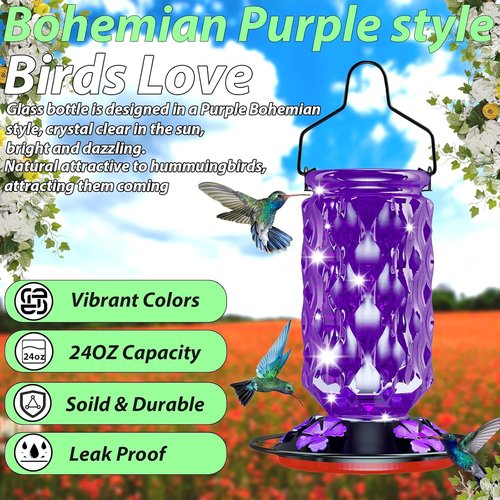 24OZ Hummingbird Feeder by [Brand Name] - Leak-Proof Design with Five Feeding Ports | Perfect for Outdoor Gardens