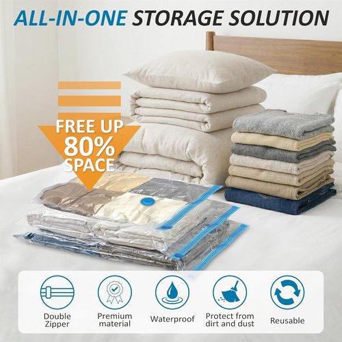 Cozy Essential Vacuum Storage Bags - 80% Compression Space Saver for Clothes & Bedding | 20 Combo Set
