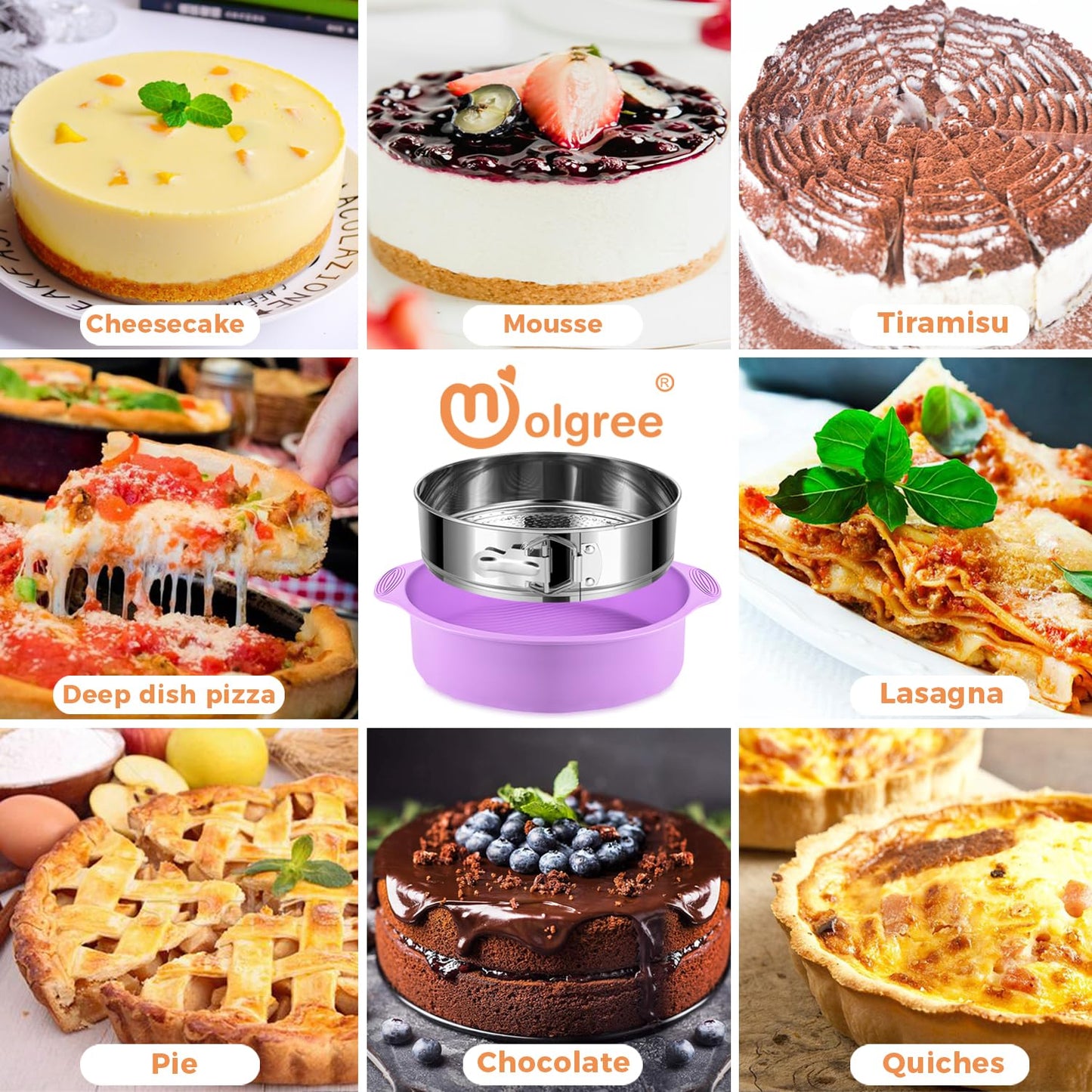 304 Stainless Steel Springform Pan 9 Inch Nonstick, Leakproof Cheesecake Pan with Removable Bottom, Spring Form Pan for Cheesecake with Protector, 9 Inch Springform Pan for Cheesecake with 50Pcs Paper