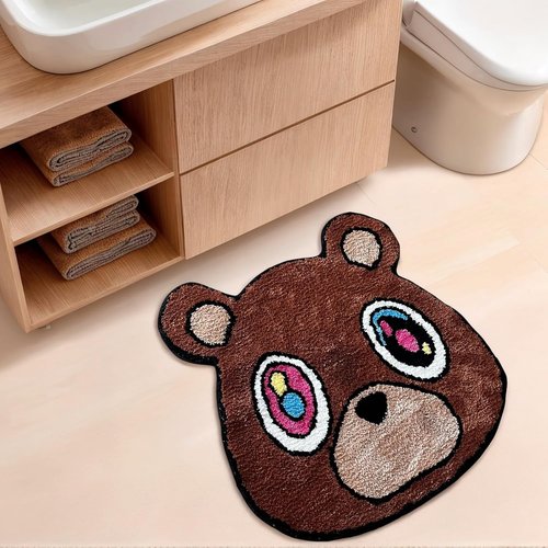 Hypebeast Graduation Bear Rug - Ultra-Soft Plush Carpet with Non-Slip Backing | Trendy 28"x28" Decor