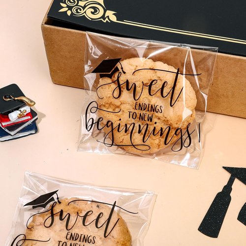 FYSUIMU Graduation Treat Bags - 320 Pcs Clear Self-Adhesive Cellophane Bags | 4 x 4 Inch for Celebrating Graduates