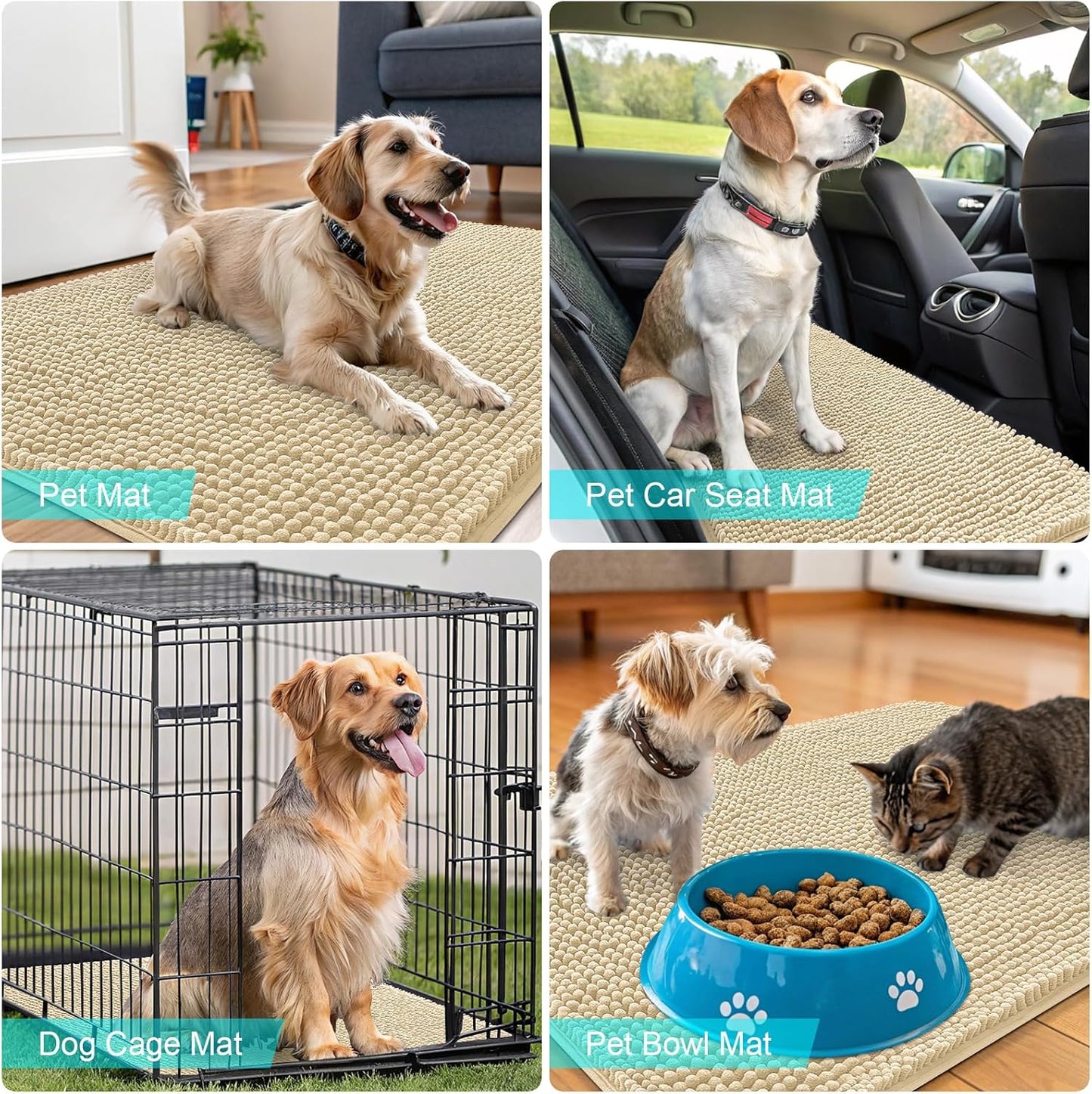 OLANLY Dog Door Mat - Absorbent Non-Slip Chenille Mat for Muddy Paws | 48x30 Inches, Quick Dry, Indoor Entryway Carpet