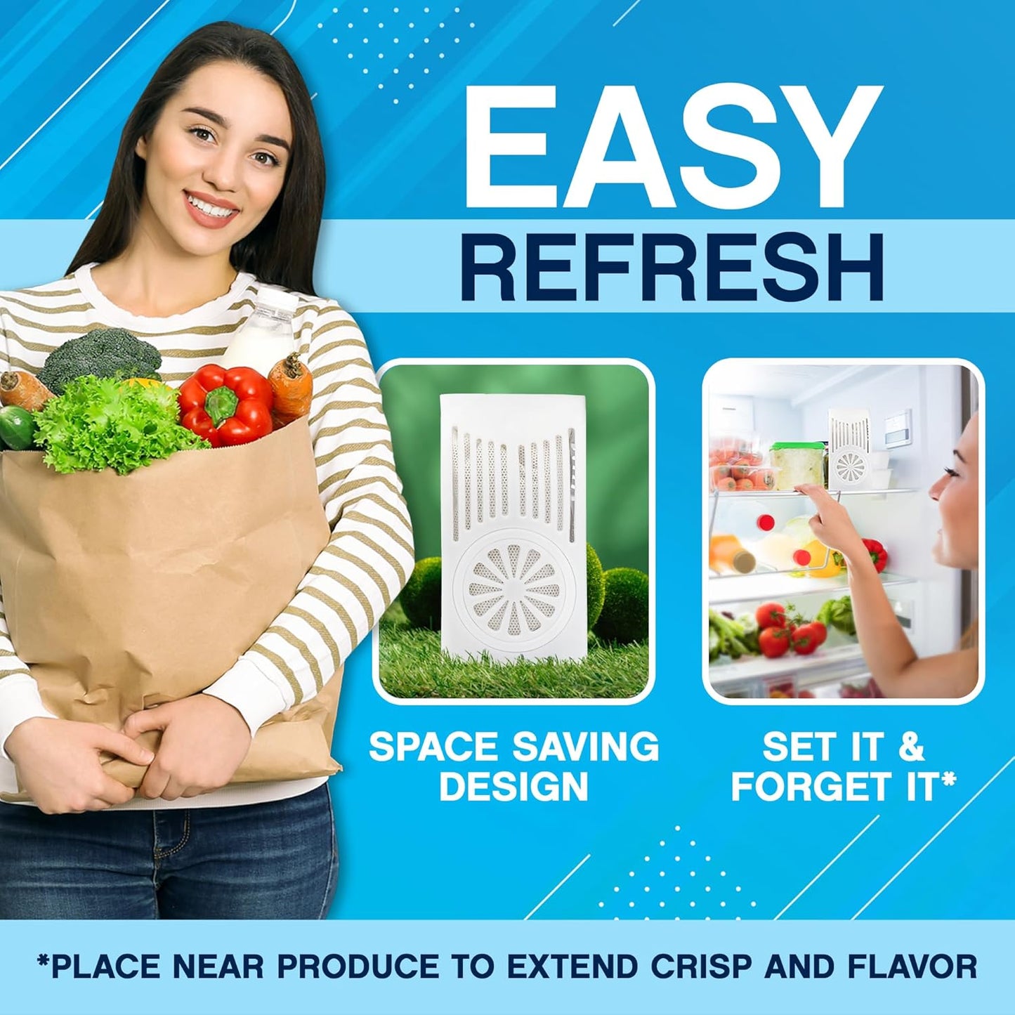 NonScents Refrigerator Deodorizer - Long-Lasting Odor Eliminator with Activated Charcoal | Unscented (2-Count)