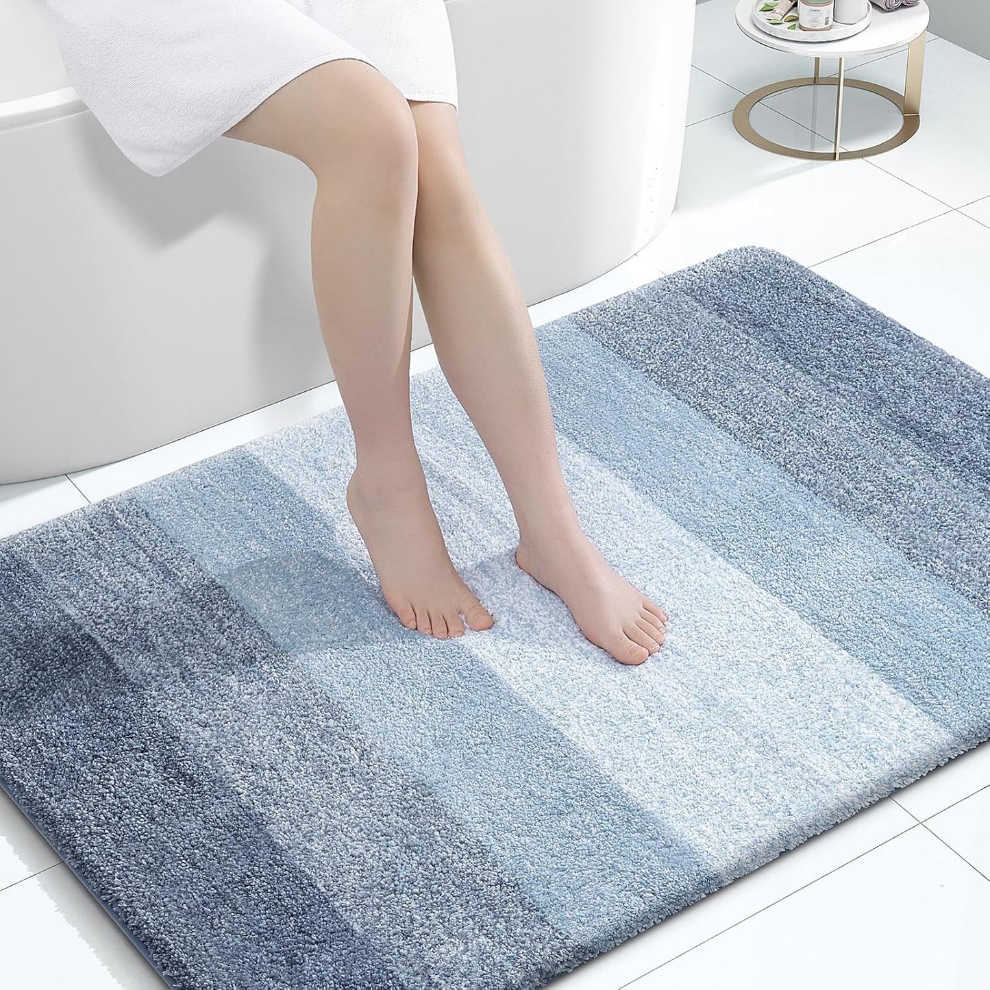 OLANLY Large Bathroom Rugs - Extra Soft Microfiber Mat 47x32 | Quick Dry, Machine Washable, Blue