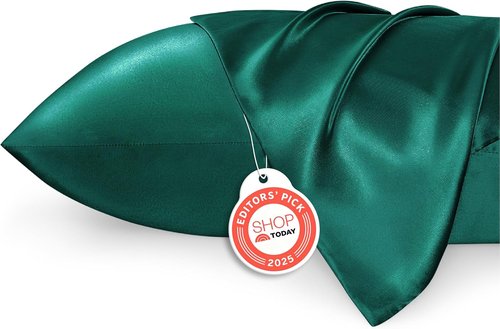 Bedsure King Size Satin Pillowcase Set - Dark Green Silk-Like Pillow Cases for Hair & Skin, 20x36 Inches, 2-Pack