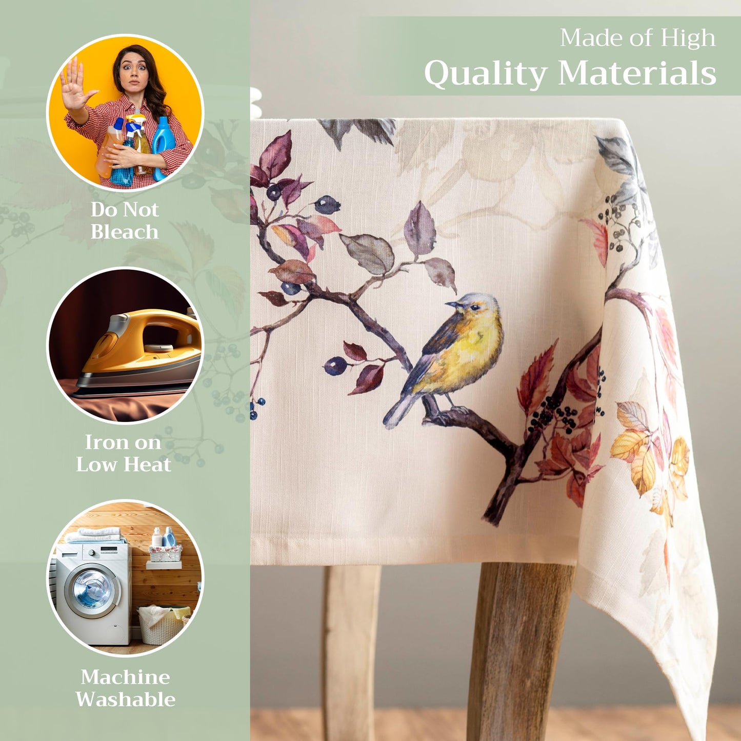 Maison d' Hermine Table Cloth Rectangle Table 100% Cotton 60 x 120 Inches Fall Tablecloth Reusable Everyday Use for Thanksgiving Christmas Decorations Dining Farmhouse Party (Equinoxe - Beige)