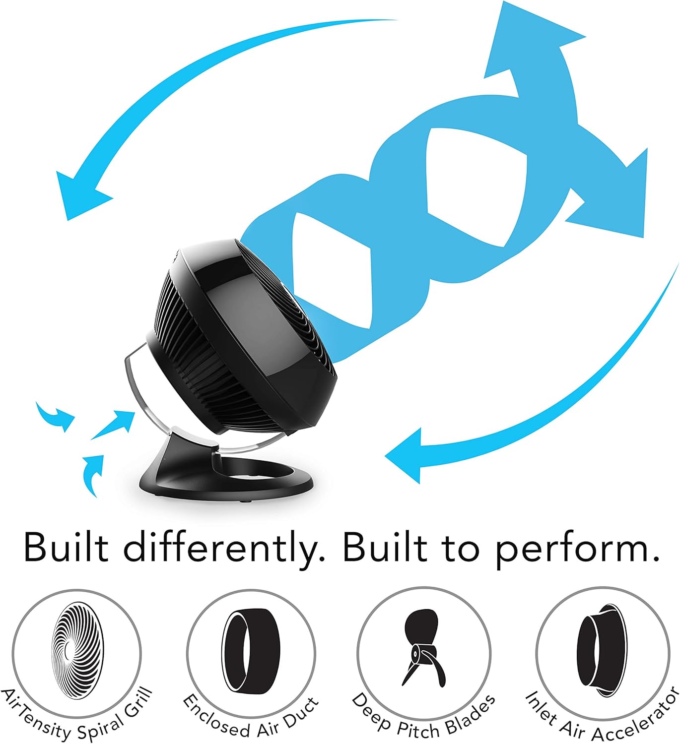 Vornado 660 Air Circulator Fan - 4-Speed Whole Room Cooling with 90-Degree Tilt | Quiet Black Design