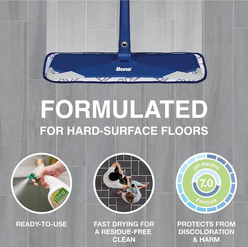 Bona Multi-Surface Floor Cleaner Spray - 32 Fl Oz - Lemon Mint Scent | Refillable & Residue-Free Solution for Stone, Tile, Laminate, Vinyl Floors