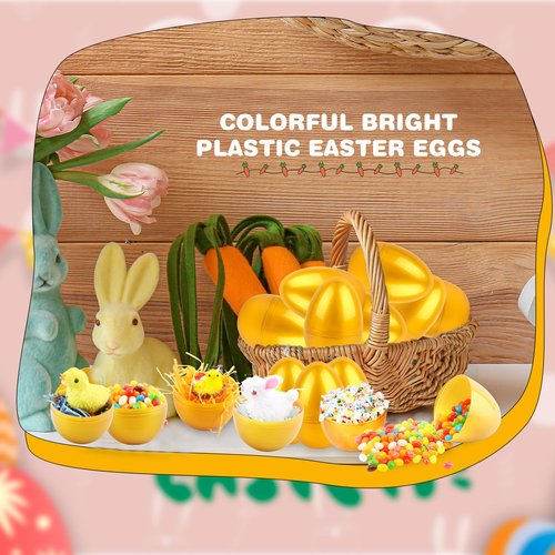 12 Pcs 6 Inch/ 8 Inch Golden Easter Eggs Plastic Jumbo Fillable Easter Eggs for Egg Hunt Game Easter Party Favors Decoration (Golden-6 Inch)