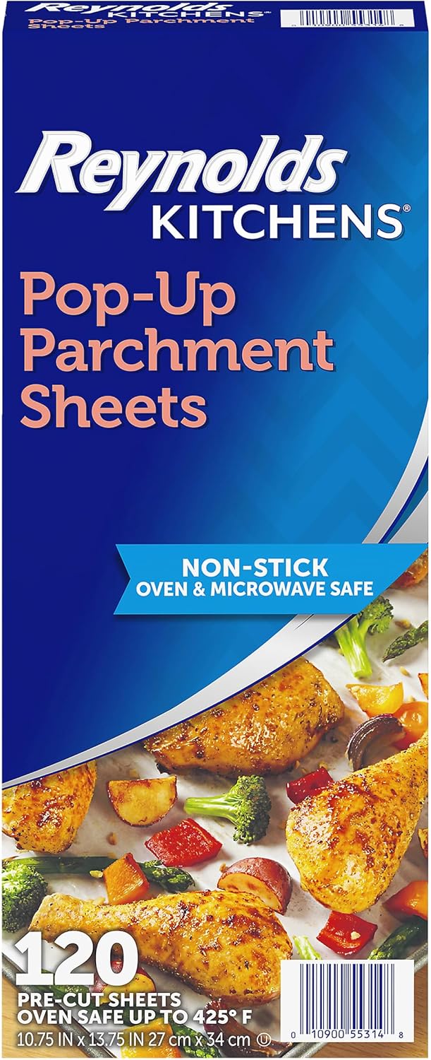 Reynolds Kitchens Parchment Paper Sheets - 120 Count, 10.7x13.75 Inch for Easy Baking
