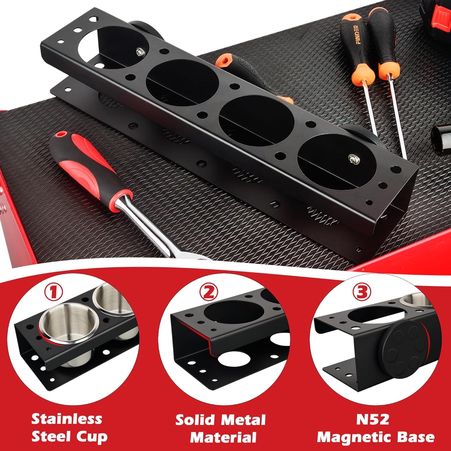 ULIBERMAGNET Power Tool Organizer Rack - Heavy-Duty Magnetic Spray Bottle Holder | Wall-Mounted Metal Storage for Garage & Workshop