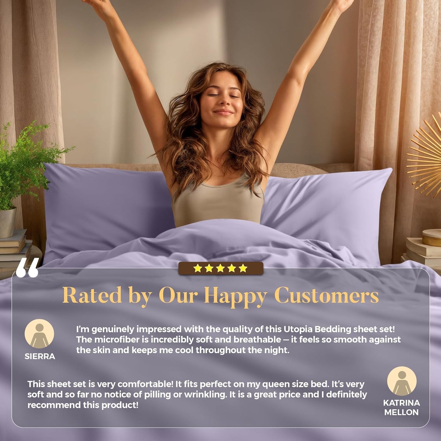 Utopia Bedding Twin Sheet Set - Soft & Breathable Microfiber, 3-Piece Bed Sheets in Lavender