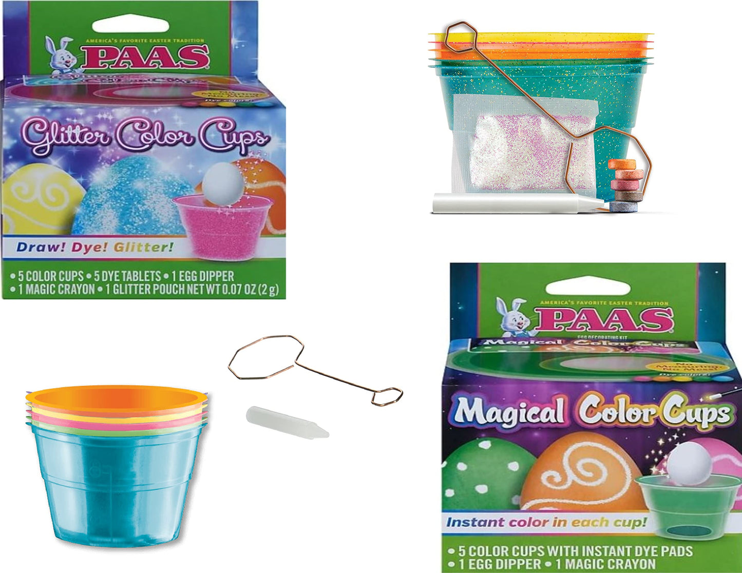 PAAS Easter Egg Coloring Cup Kits - 2 Pack Magical and Glitter, 1.0 Count