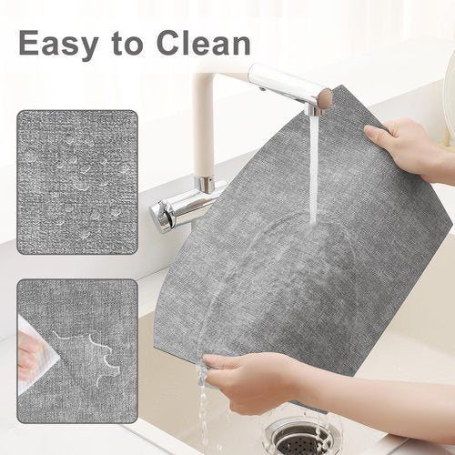 Homaxy Round Table Placemats Set of 6, Washable Wedge Shaped Faux Leather Table Mats, Wipeable Kitchen Dinner Place Mats for Indoor Outdoor, Light Grey