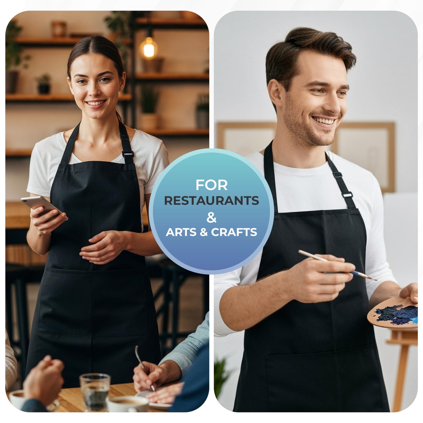 Utopia Kitchen 4 Pack Bib Apron, Adjustable with 2 Pockets, Water and Oil Resistant, Kitchen Cooking Unisex Chef Apron for Women Men, Black