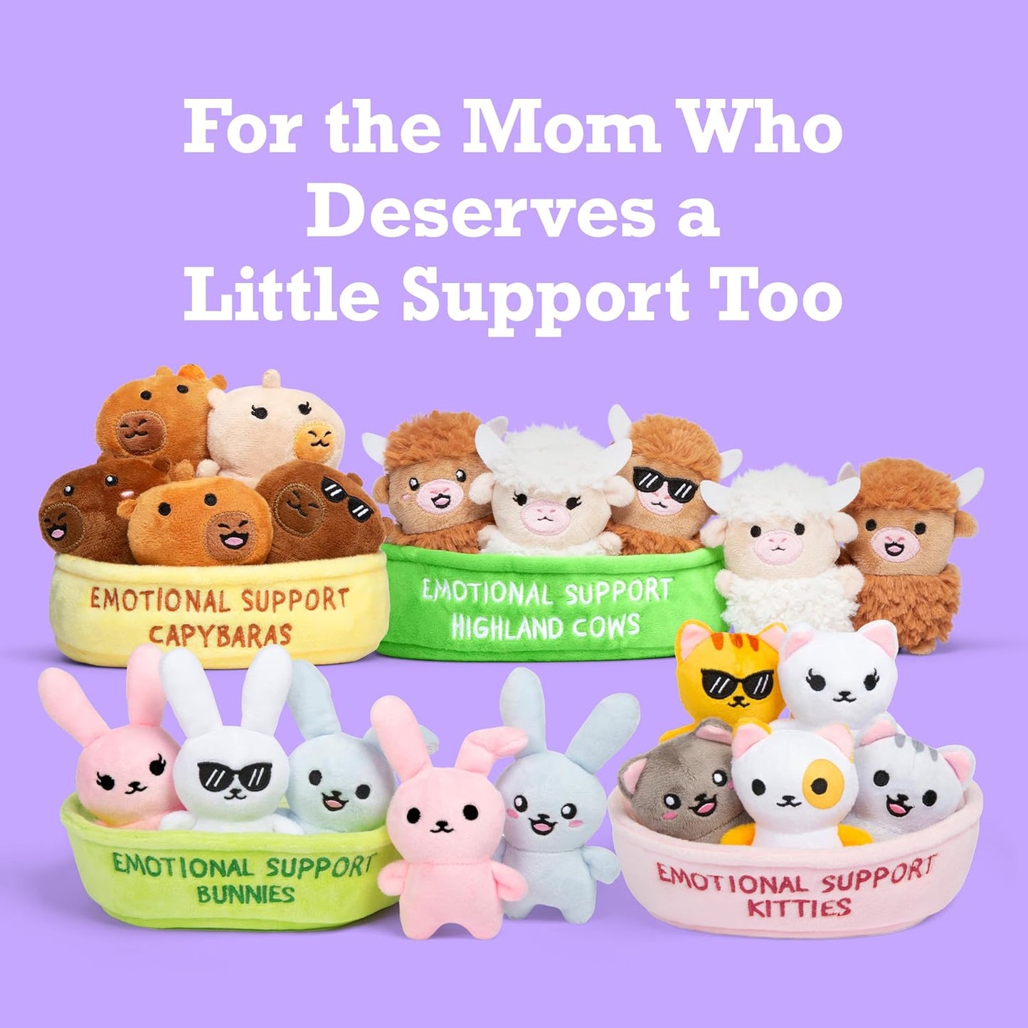 Relatable Emotional Support Capybaras - Cuddly Plush Toy Set with 5 Capybaras & Carrying Basket