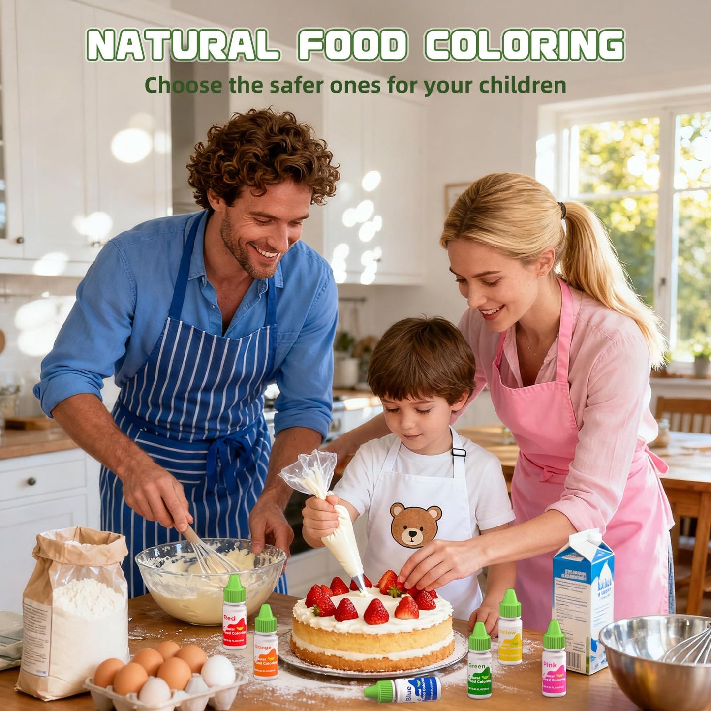 Natural Food Coloring Liquid Set - 6 Vibrant Color Food Grade
