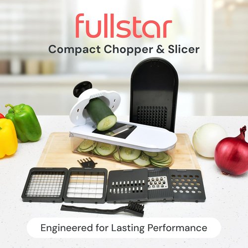 Fullstar Mandoline Slicer - 6-in-1 Vegetable Chopper & Cutter with Container | Black Kitchen Gadget Essentials