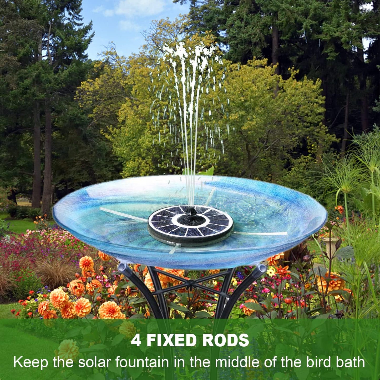 Yzert Solar Fountain - 2000 mAh Battery Backup for Bird Baths | 7 Nozzles, 3.5W Pump, White