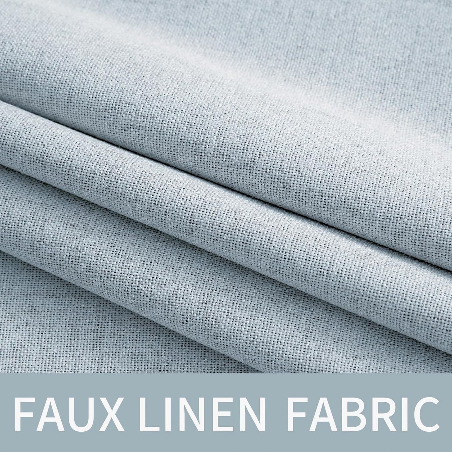 MIULEE Blackout Linen Textured Curtains - Thermal Insulated Chambray Blue | 52 x 96 Inch (2 Panels) for Luxury Bedroom Decor
