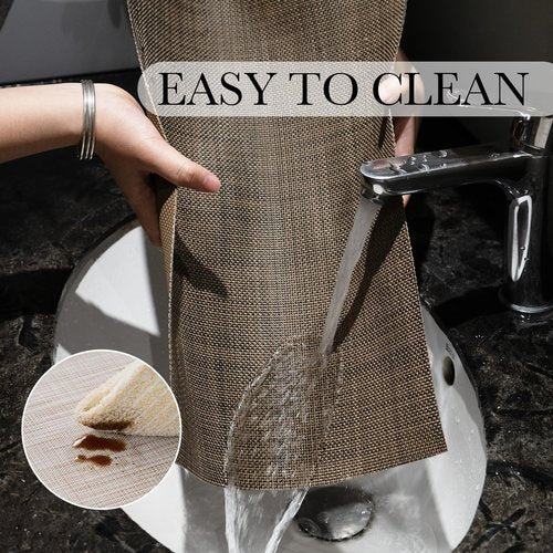 BACKTOEDEN Leakproof Placemats Set of 6, 2-Layer Waterproof placemat for No More Stains, Heat-Resistant Easy Clean Vinyl Table Place Mats for Kitchen Dining Indoor Outdoor, Dark Brown