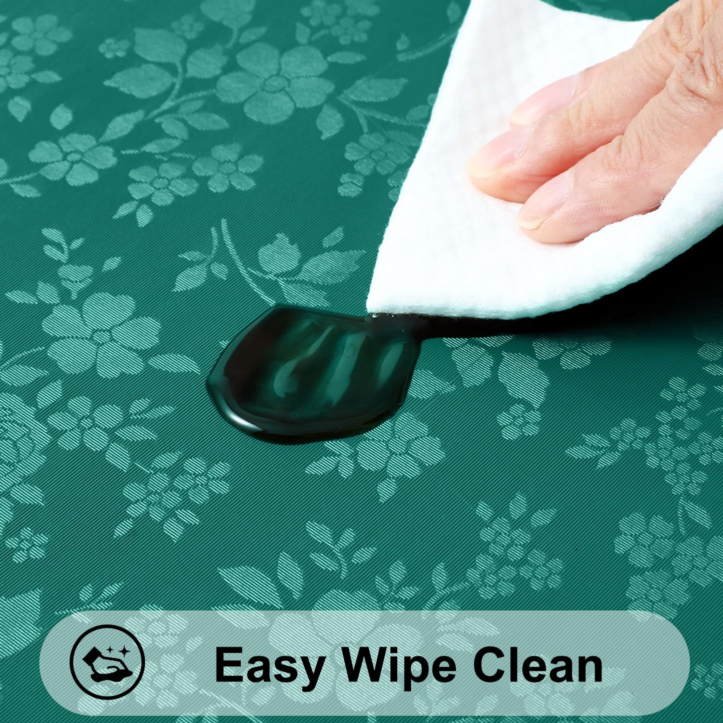 Smiry Rectangle Table Cloth, Waterproof Heavy Duty Vinyl Tablecloths, Wipeable Washable Table Cover for Kitchen and Dining Room (Christmas Green, 60" X 120")
