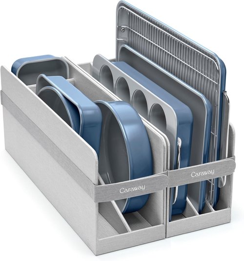 Caraway Nonstick Ceramic Bakeware Set - 11 Pieces with Assorted Pans, Cooling Rack & Storage | Non-Toxic, PTFE & PFOA Free - Slate