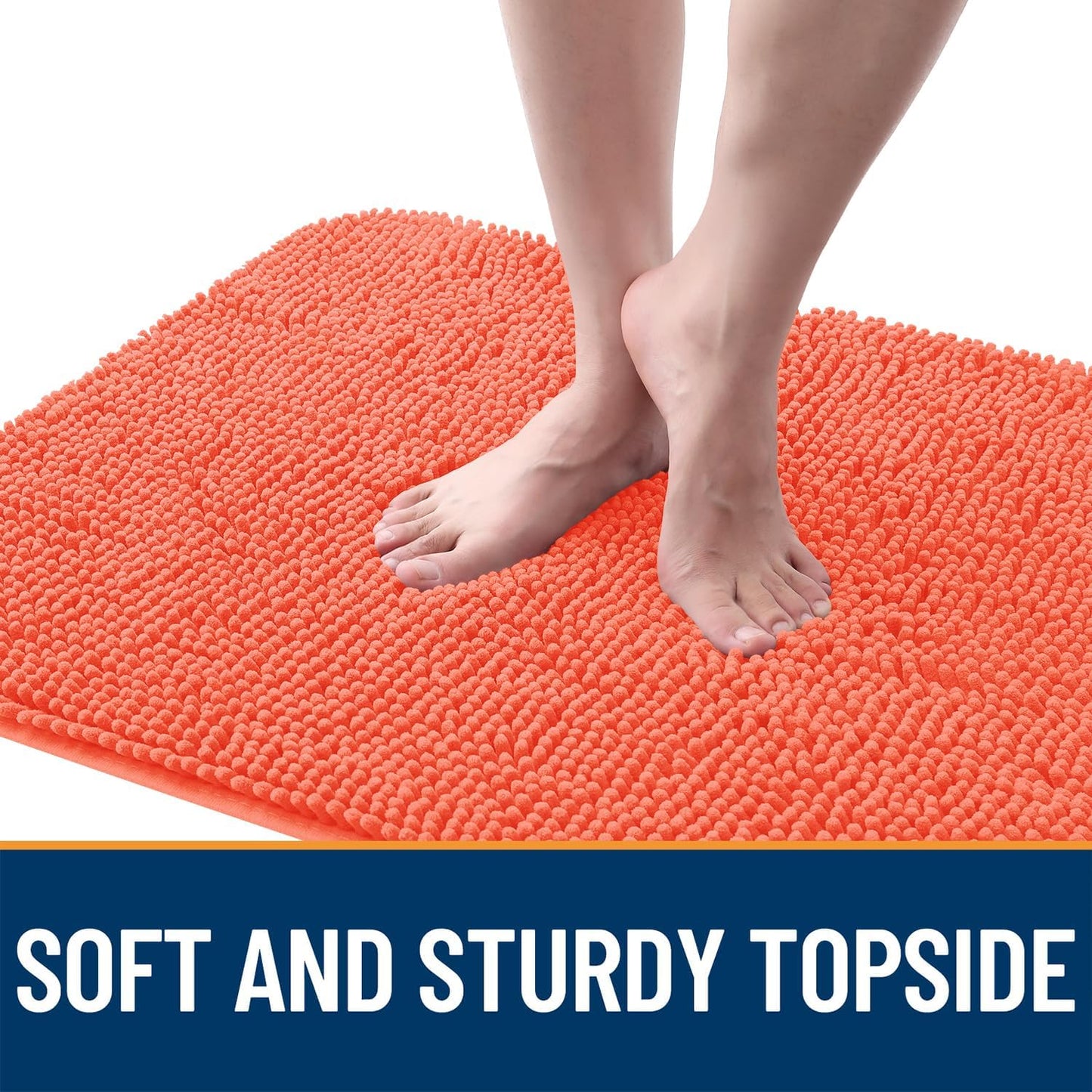 OLANLY Dog Door Mat - Absorbent Non-Slip Chenille Mat for Muddy Paws | 47x32 Coral Indoor Carpet