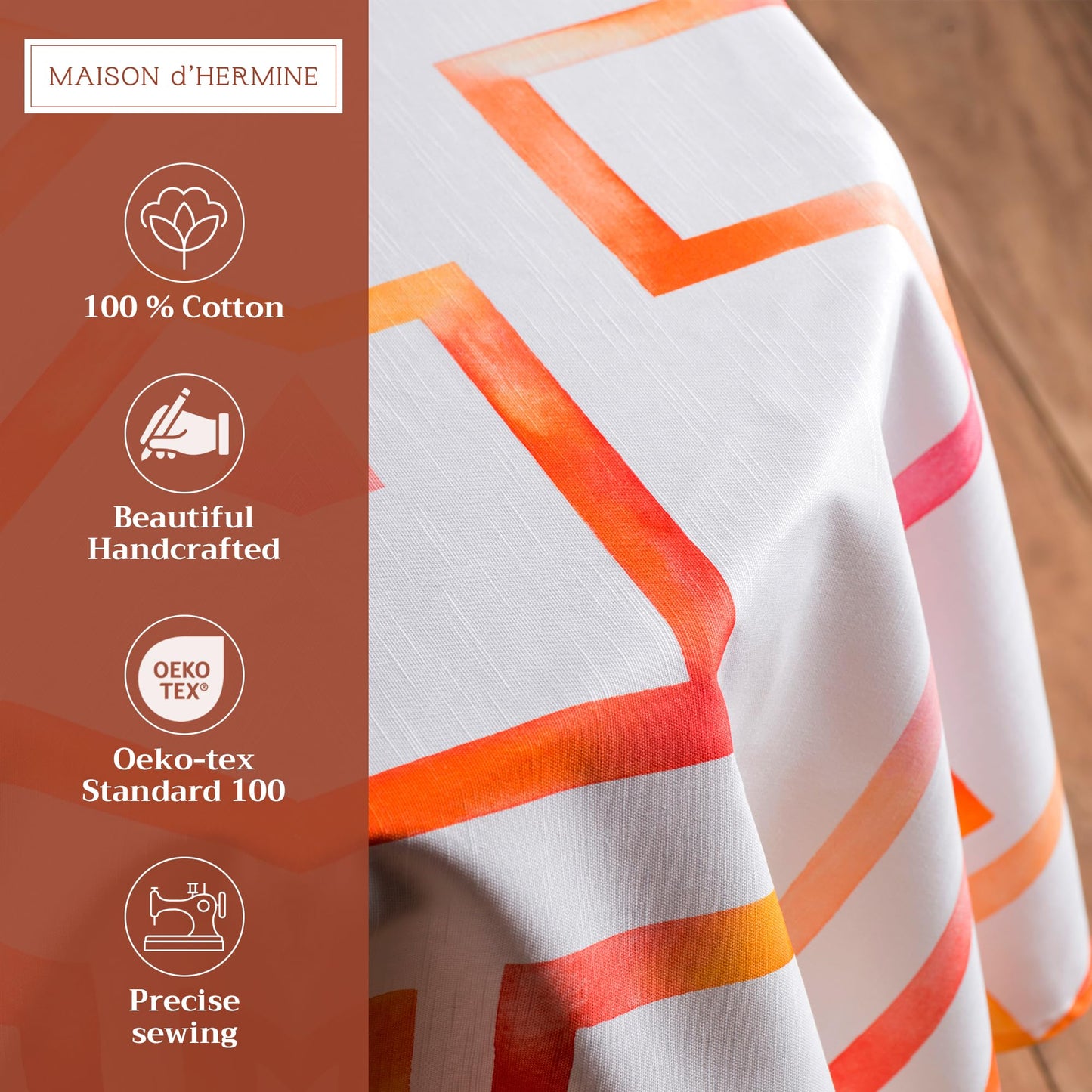 Maison d' Hermine Table Cloth Round Table 100% Cotton 63 Round Inches Tablecloth Reusable Decorative for Dining Kitchen Room Farmhouse Home Gifts for Mothers Day Spring Summer - Summer Maze