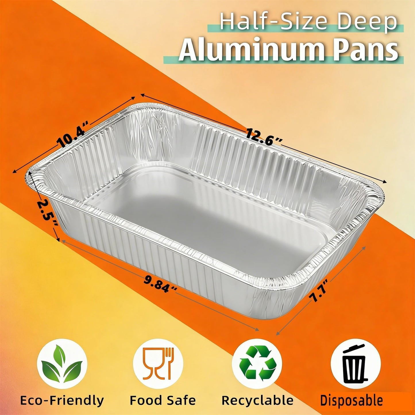 9x13 Inch Aluminum Pans (40 Pack) – Disposable Half-Size Foil Pans, Deep Tin Foil Pan, Disposable Baking Pans for Cooking, Heating, Storing & Prepping Food, Steam Table Deep Trays, Oven-Safe