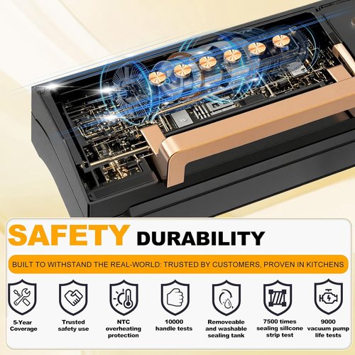 **Powerful Vacuum Sealer Machine by [Brand Name] - Commercial Grade with Double Heat Seal | Easy-Lock Handle & Built-in Cutter, Includes 2 Bag Rolls (Black)**