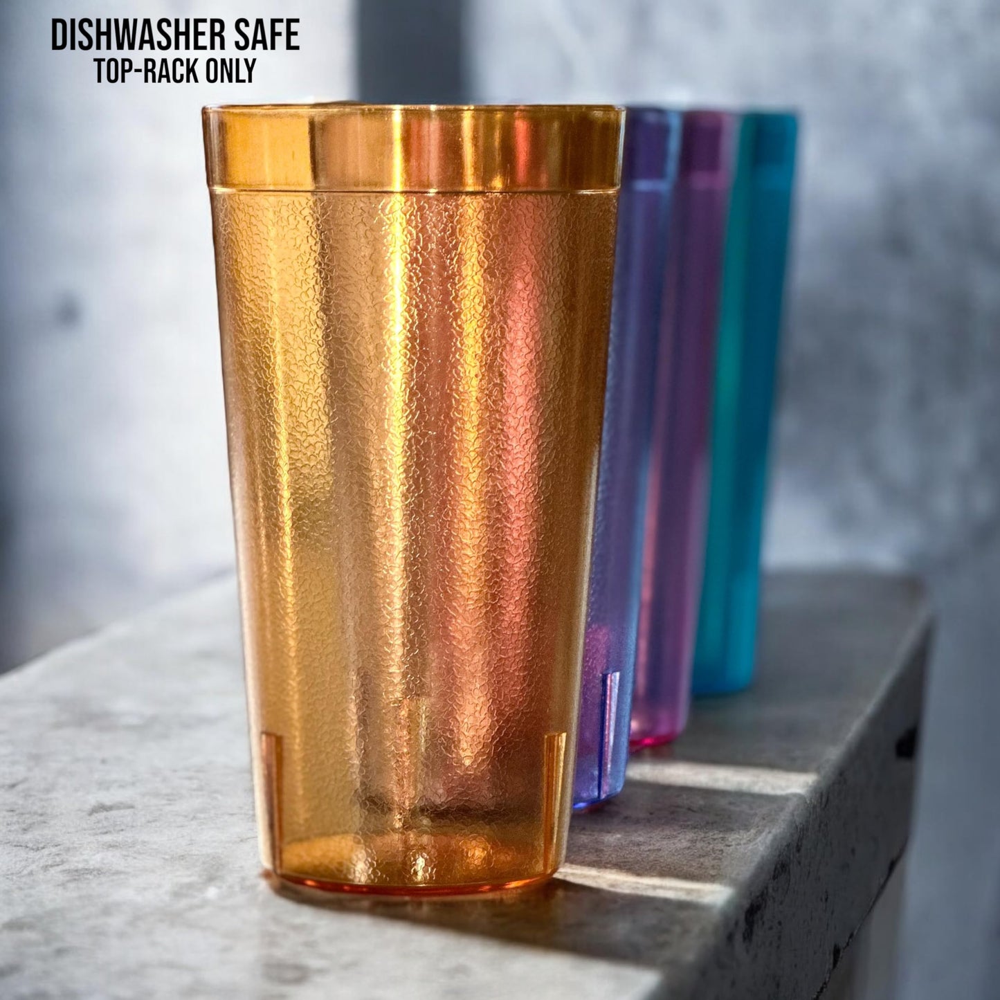 Oojami Set of 8 Plastic Tumblers, 20-Ounce Reusable Cups, BPA-Free & Shatterproof, Stackable Restaurant-Style Drinking Glasses for Water, Juice, and Everyday Use, Dishwasher Safe 20 oz