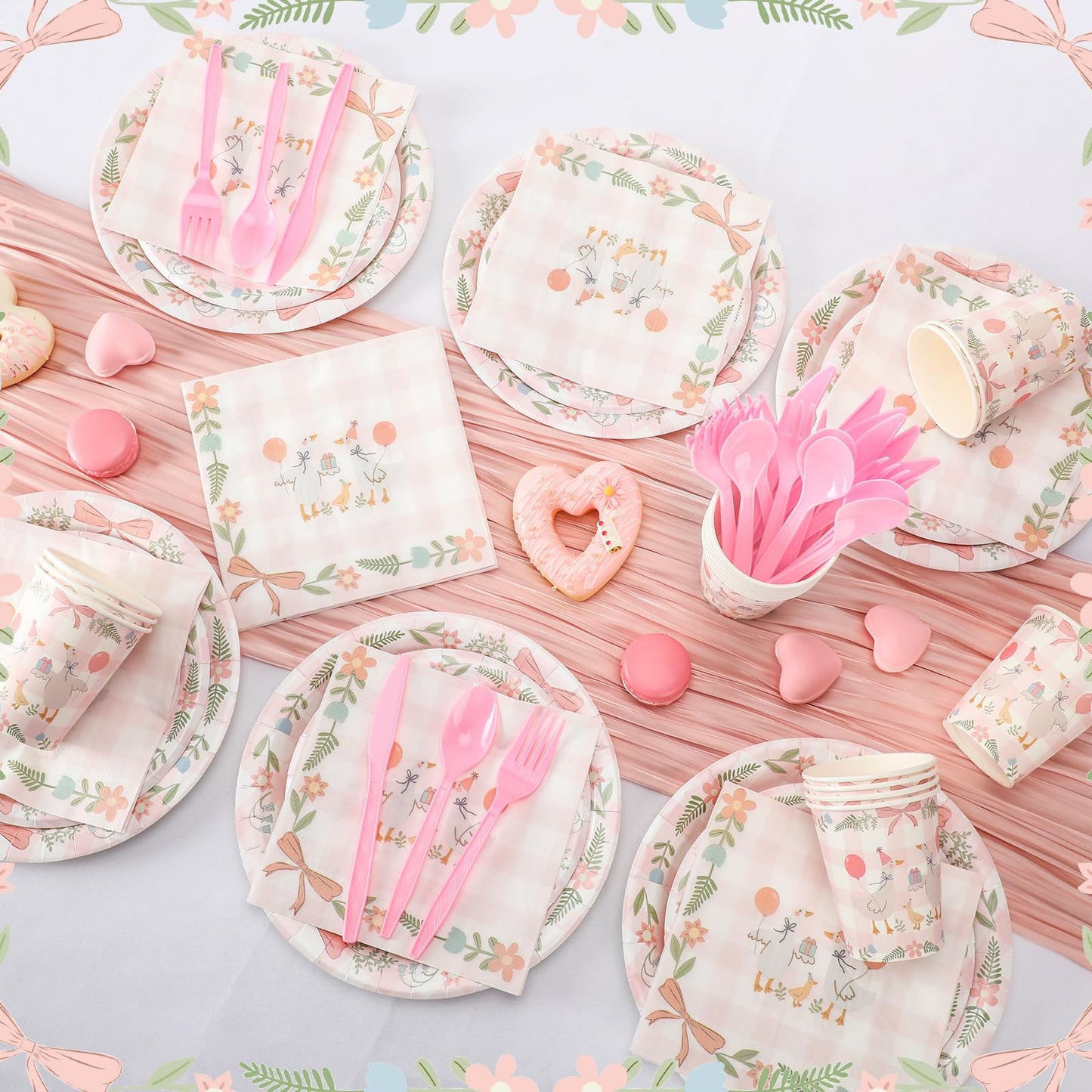 Havawish 175 Pcs One Silly Goose Birthday Decoration Party Tableware Set for 25 Guest Girl Pink One Silly Goose Birthday Decor Baby Shower Plate Cup Napkin Fork Knife Spoon for 1st Party Decoration