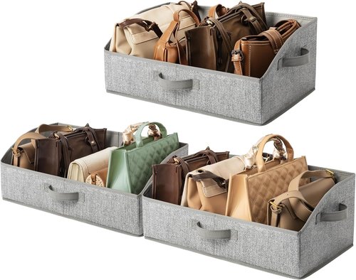 Granny Says Trapezoid Storage Bins - Versatile Closet Organizers & Dog Toy Bins | Gray, 3-Pack
