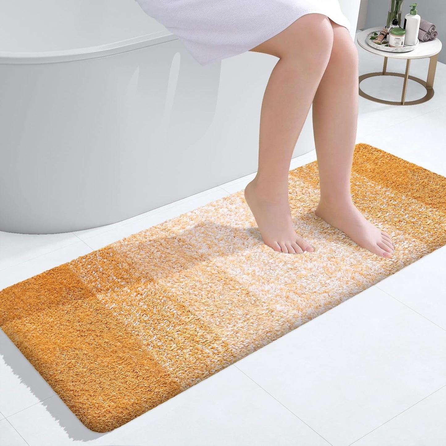OLANLY Bathroom Runner Rug - Extra Soft Microfiber Mat, Quick Dry & Washable, 47x17 Inches | Golden Yellow