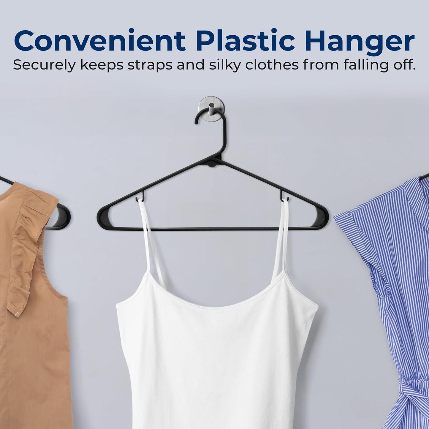 SereneLife Premium Plastic Hangers - Lightweight & Durable Clothes Organizers | 20-Pack in Black