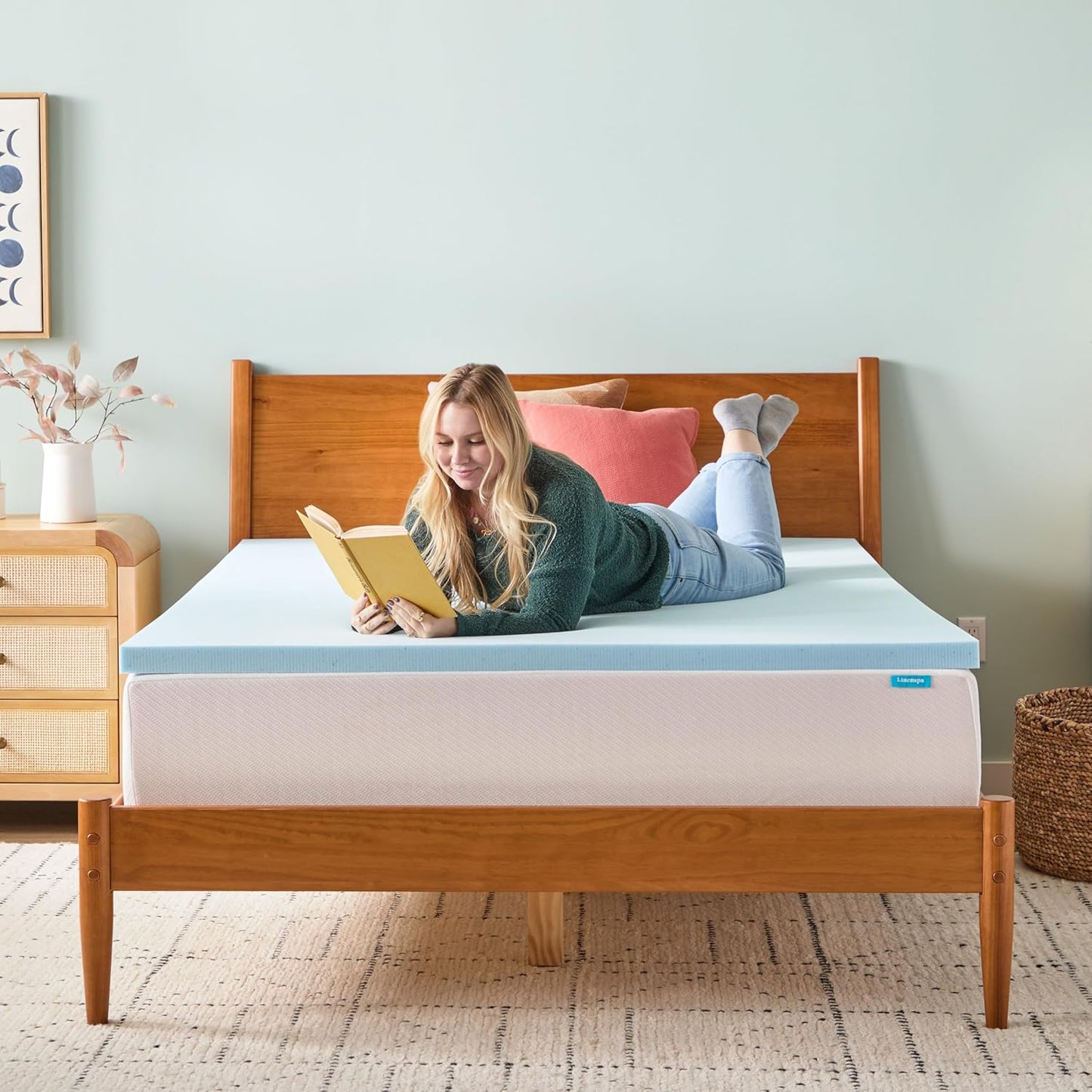 Linenspa Memory Foam Mattress Topper - 2 Inch Gel-Infused Queen Size for Plush Comfort & Cooling Relief