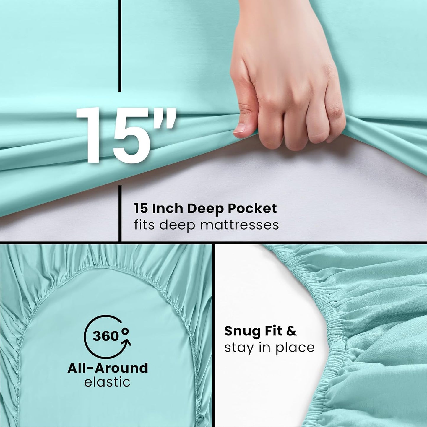Utopia Bedding Twin XL Fitted Sheets - Soft Brushed Microfiber - Deep Pockets, Spa Blue - Bulk Pack of 2